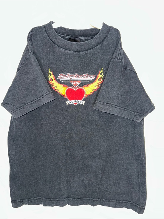 Harley-Davidson Other - Harley-Davidson Cafe Black Kids Tee with Flaming Heart Graphic Las Vegas. Size L